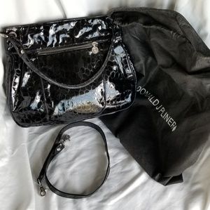 Donald Pliner black tortoise patent leather purse